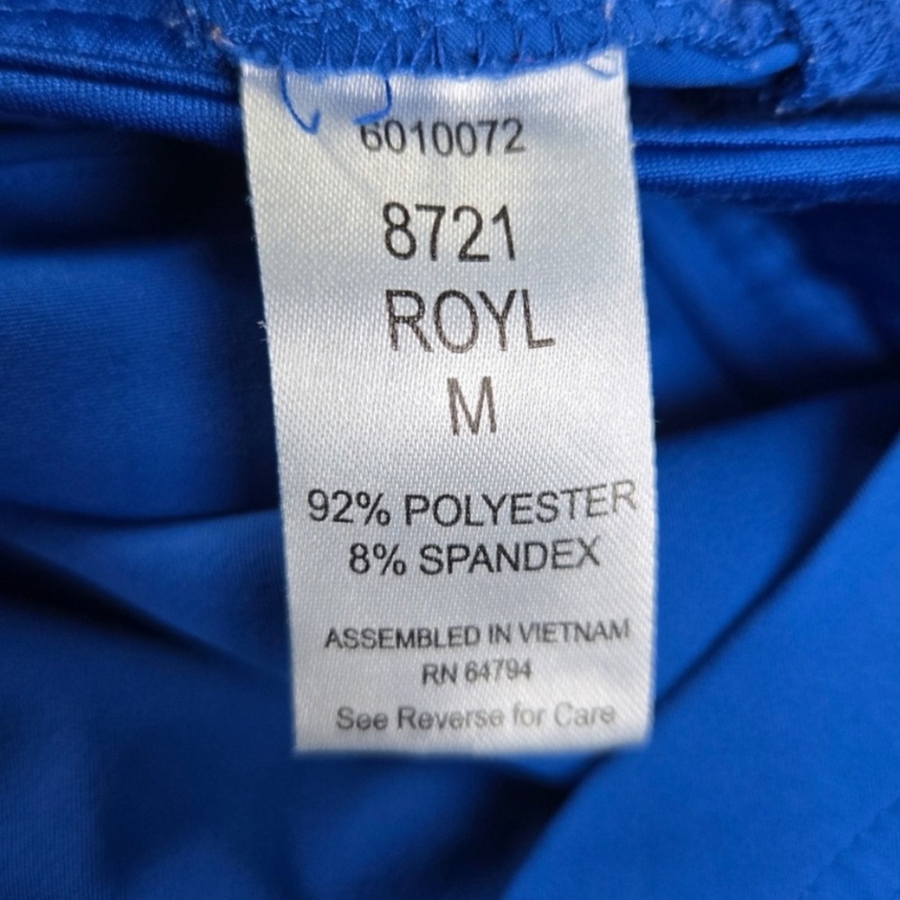 Med Couture Peaches Royal Blue Scrub Top and Pants Set - Picture 8 of 14